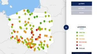 Stężenie pyłu PM10 o godzinie 20 (tvnmeteo