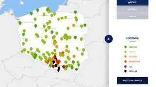 Stężenie pyłu PM10 o godzinie 20 (tvnmeteo