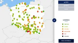 Stężenie pyłu PM10 o godzinie 20 (tvnmeteo