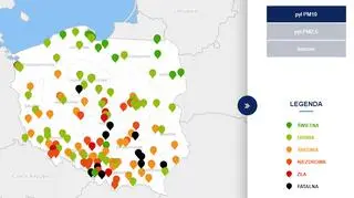 Stężenie pyłu PM10 o godzinie 20 (tvnmeteo