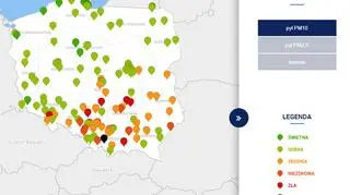 Stężenie pyłu PM10 o godzinie 20 (tvnmeteo