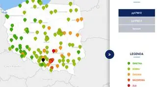 Stężenie pyłu PM10 o godzinie 6 (tvnmeteo