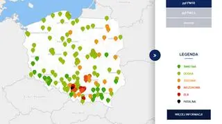 Stężenie pyłu PM10 o godzinie 7 (tvnmeteo