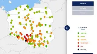 Stężenie pyłu PM10 o godzinie 8 (tvnmeteo.pl za GIOŚ)	
