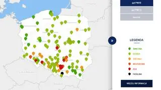 Stężenie pyłu PM10 o godzinie 8 (tvnmeteo