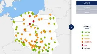 Stężenie pyłu PM10 o godzinie 9