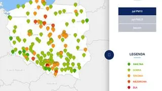 Stężenie pyłu PM10 o godzinie 9 (tvnmeteo