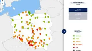 Stężenie pyłu PM10 w Polsce po godz. 7