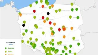 Stężenie pyłu PM10 w powietrzu. Stan na 10 (GIOŚ)