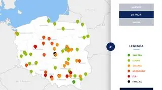 Stężenie pyłu PM2,5 o godzinie 10 (tvnmeteo