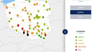 Stężenie pyłu PM2,5 o godzinie 18 (tvnmeteo