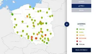 Stężenie pyłu PM2,5 o godzinie 20 (tvnmeteo