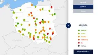 Stężenie pyłu PM2,5 o godzinie 20 (tvnmeteo