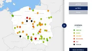 Stężenie pyłu PM2,5 o godzinie 20 (tvnmeteo
