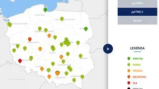 Stężenie pyłu PM2,5 o godzinie 8 (GIOŚ)