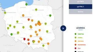 Stężenie pyłu PM2,5 o godzinie 8 (GIOŚ)
