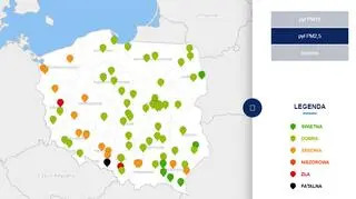 Stężenie pyłu PM2,5 o godzinie 9 (tvnmeteo