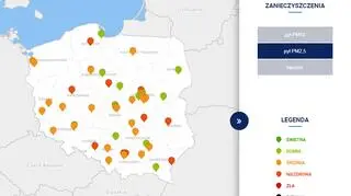 Stężenie pyłu PM2,5 około godziny 20 (GIOŚ)