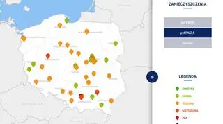 Stężenie pyłu PM2,5 około godziny 9 (GIOŚ)