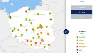 Stężenie pyłu PM2,5 w Polsce o godzinie 6 (tvnmeteo