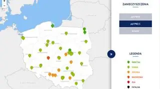 Stężenie pyłu PM2,5 w Polsce po godz. 20