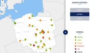 Stężenie pyłu PM2,5 w Polsce po godz. 20
