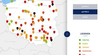 Stężenie pyłu PM2,5 we wtorek o godzinie 19 (tvnmeteo