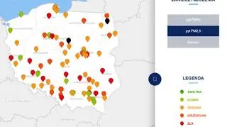 Stężenie pyłu PM2,5o godzinie 19 (tvnmeteo