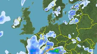 Strefa wilgoci nad Europą (niederschlagsradar.de)