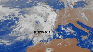 Strefa zachmurzenia nad Hiszpanią (Eumetsat)