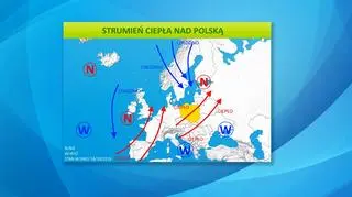 Strumień ciepła nad Polską (tvnmeteo.pl)