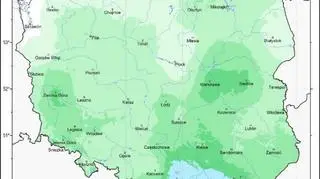 Suma opadów w kwietniu 2021 r. w Polsce (IMGW)