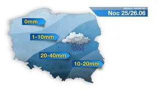 Suma opadów w nocy ze środy na czwartek 