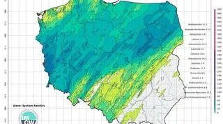 Suma opadów w Polsce za ostatnią dobę (IMGW)