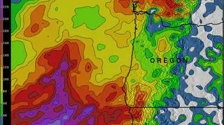 Suma opadów w stanie Oregon od 2 do 9 grudnia