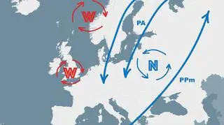 Sytuacja baryczna nad Europą (tvnmeteo.pl)