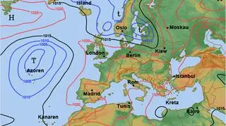 Sytuacja baryczna o poranku w czwartek 26.10.2017 (GFS/wetteronline)