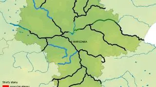 Sytuacja hydrologiczna na Mazowszu 14 marca (twitter.com/IMGWmeteo)