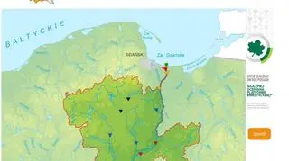 Sytuacja hydrologiczna na ujściu Wisły w dn. 24 maja o godz.13.30 (IMGW)