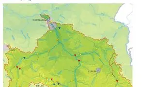 Sytuacja hydrologiczna od Sanu do Narwi 19.05 stan na godz. 19.30 (Źródło IMGW)