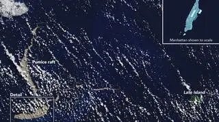 Tak wygląda pumeks w porównaniu z wielkością Manhattanu (NASA Earth Observatory/Joshua Steven/Landsat/U