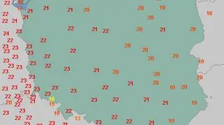 Temperatura 31 marca o godzinie 16.30 (wetteronline.de)