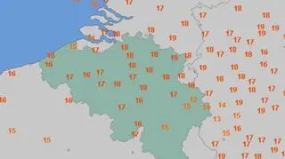 Temperatura maksymalna w Belgii 21 lutego (wetteronline