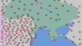 Temperatura maksymalna w czwartek na Ukrainie (wetteronline.de)
