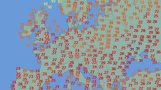 Temperatura maksymalna w niedzielę w Europie (wetteronline.de)