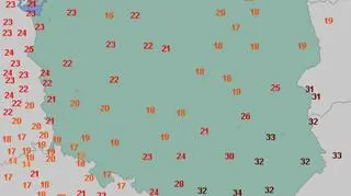 Temperatura maksymalna w niedzielę w Polsce