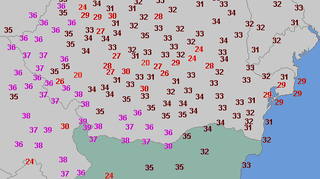 Temperatura maksymalna w piątek w Bułgarii (wetteronline.de)