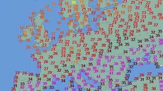 Temperatura maksymalna w piątek (wetteronline.de)
