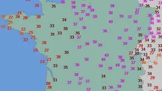 Temperatura maksymalna we Francji 31 lipca (wetteronline