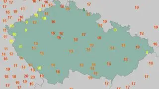 Temperatura powietrza 6 listopada o godzinie 15 w Czechach (wetteronline.de)